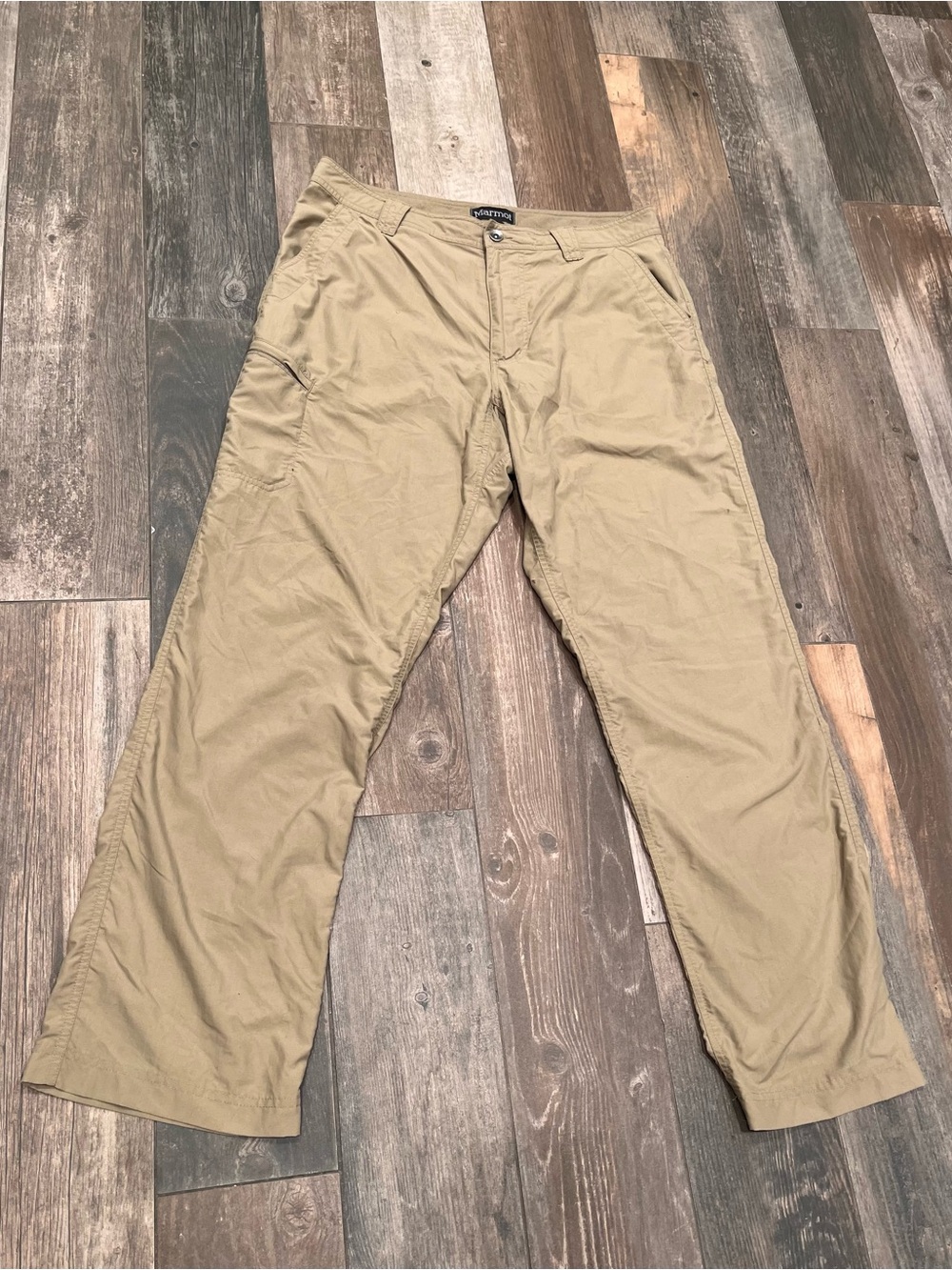 Marmot Pants Mens 36x 32 Tan Hiking Nylon Outdoor Stretch Straight Leg Tan